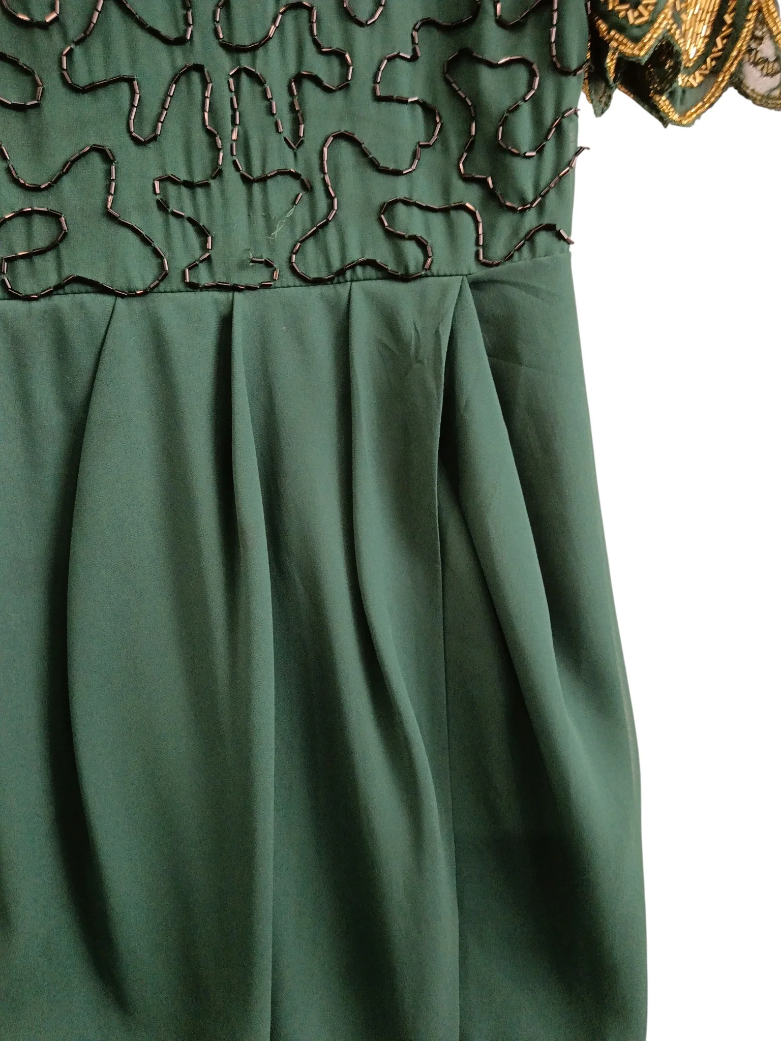 Virgos Lounge Beautiful Bottle Green Beaded Tulip Dress UK 10 -  Womenswear | Pre-loved - Image 5