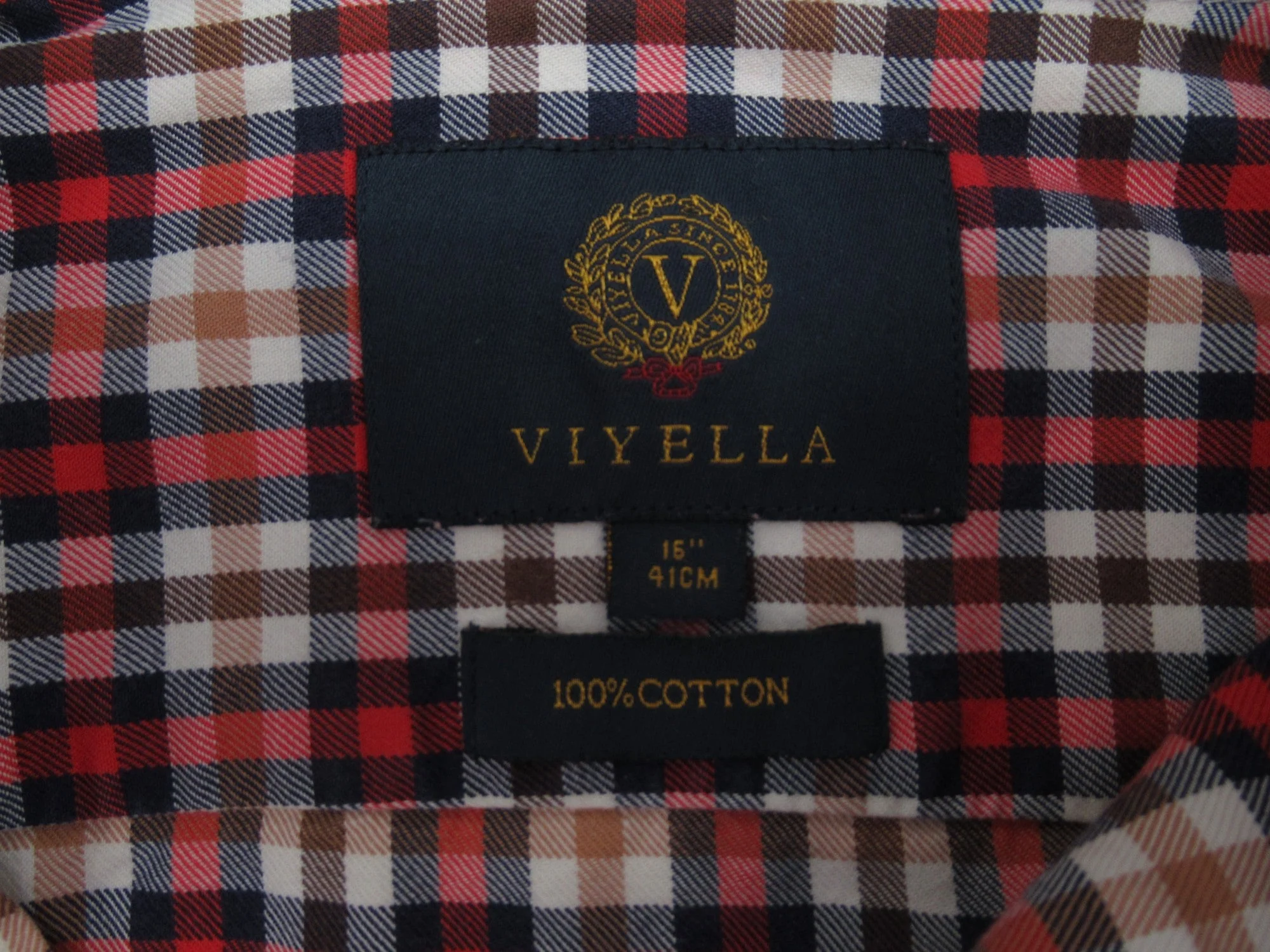 Viyella 16" Cotton Red Brown Check Shirt Menswear | Preloved - Image 5