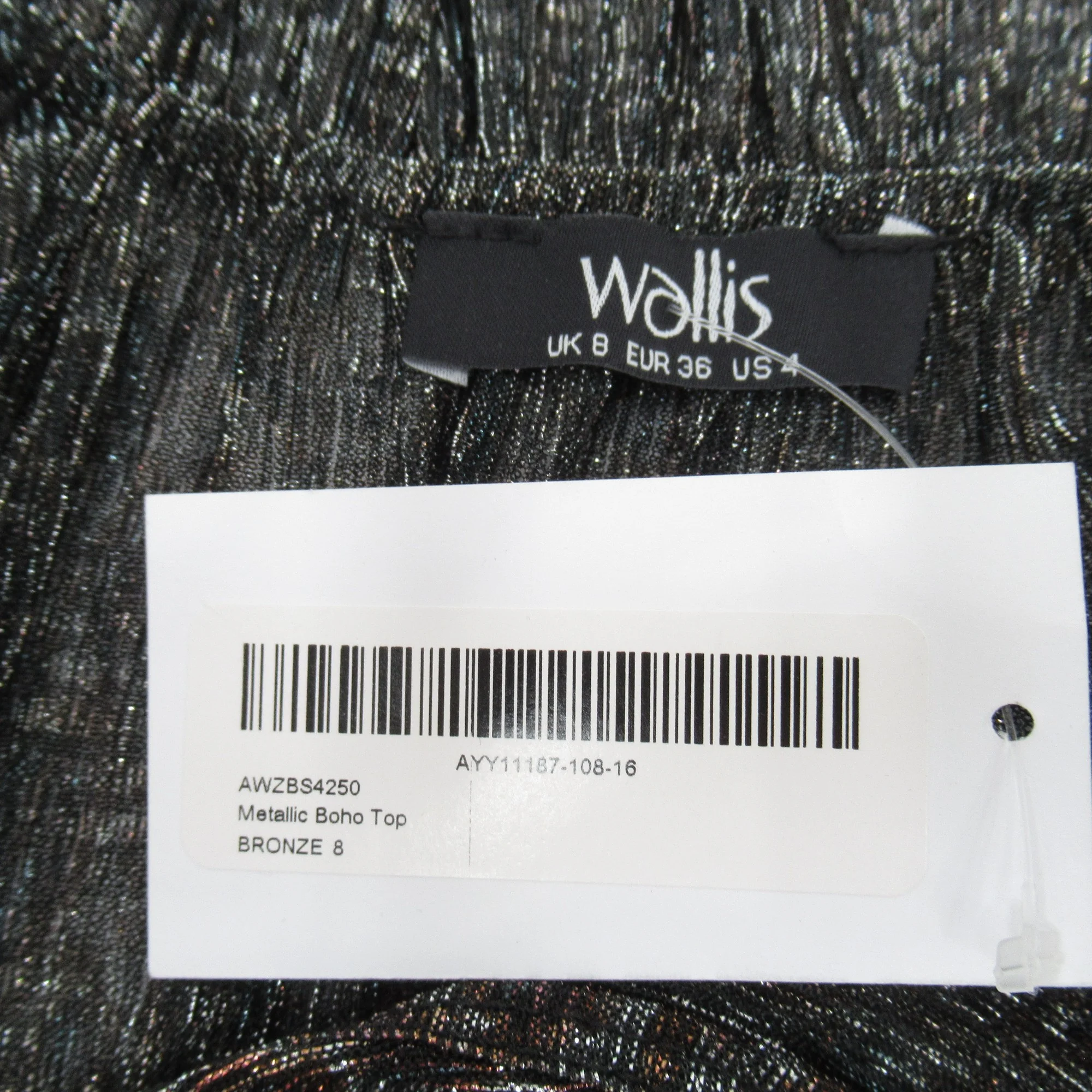 Wallis Metallic Boho Top UK 8 Bronze Womenswear | Pre-loved - Image 5