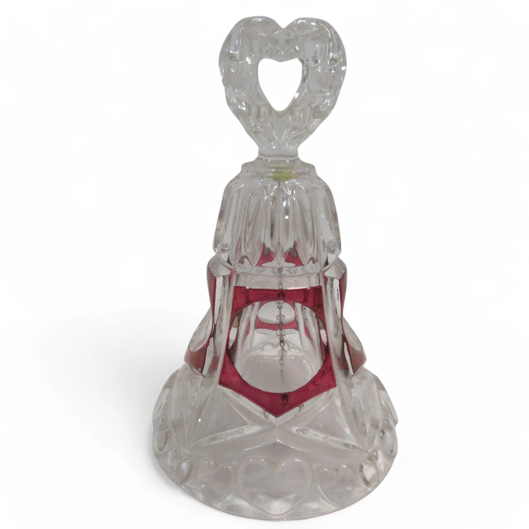 West Germany Hofbauer Red Clear Crystal Glass Heart Bell | Preloved