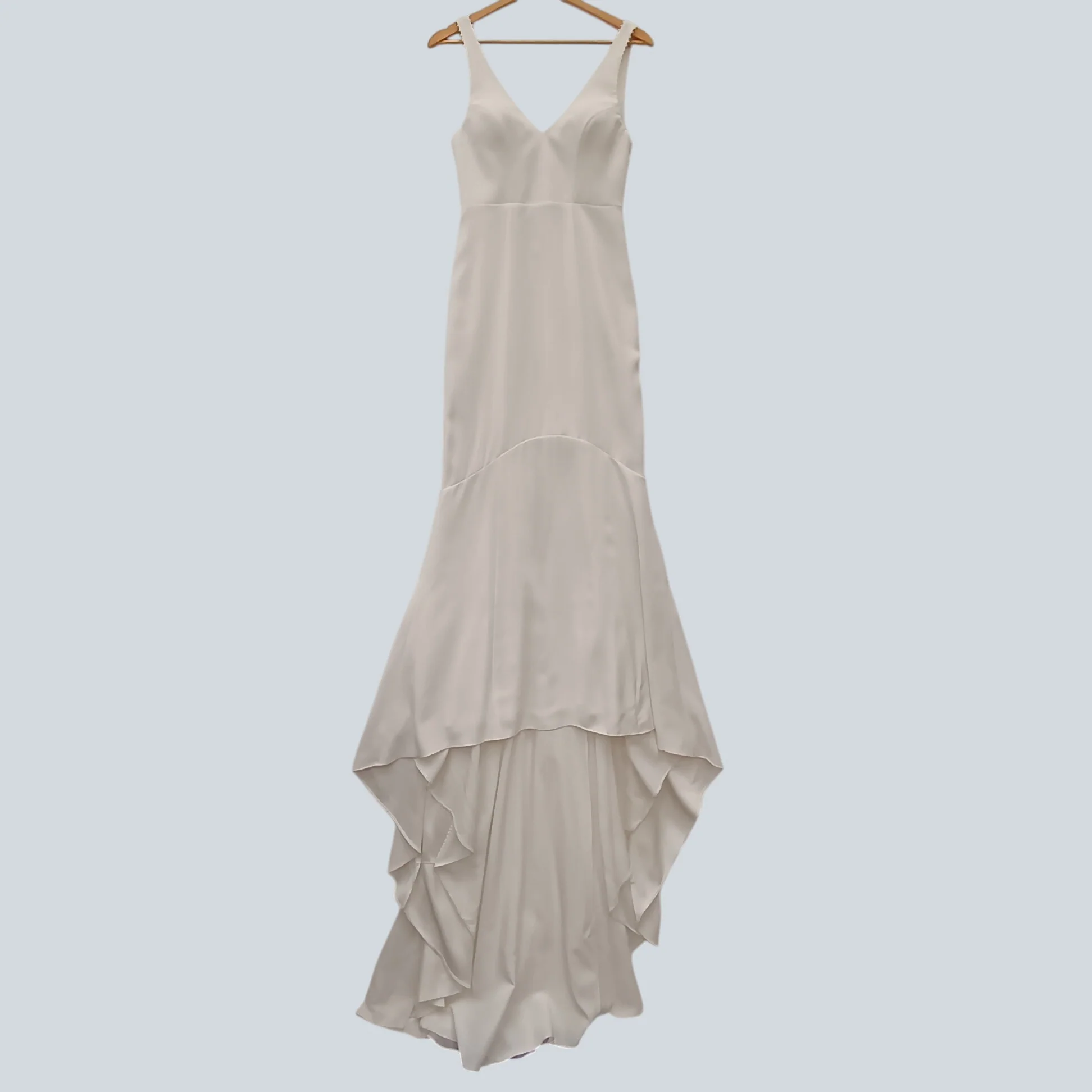 Whistles White Bridal Hi-low Sleeveless Dress Mesh Panel at Back UK 8 Womenswear | Pre-loved