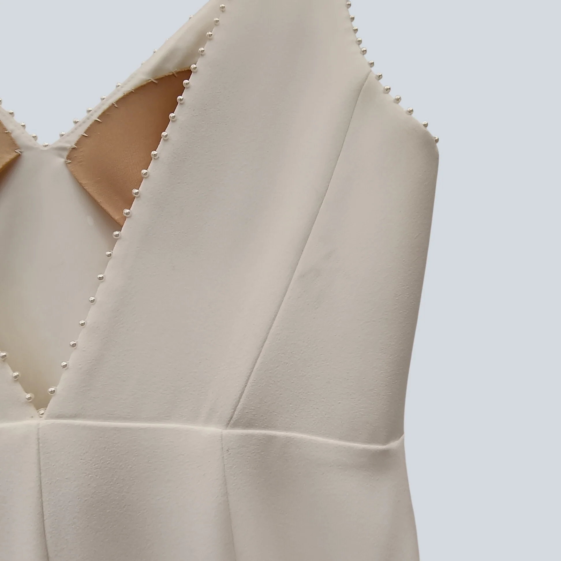 Whistles White Bridal Hi-low Sleeveless Dress Mesh Panel at Back UK 8 Womenswear | Pre-loved - Image 4