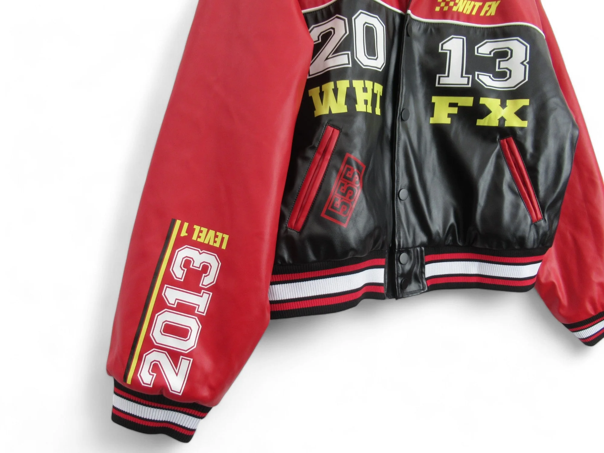 White Fox Unlimited M/L Black Red Bomber Jacket Menswear | Preloved - Image 3