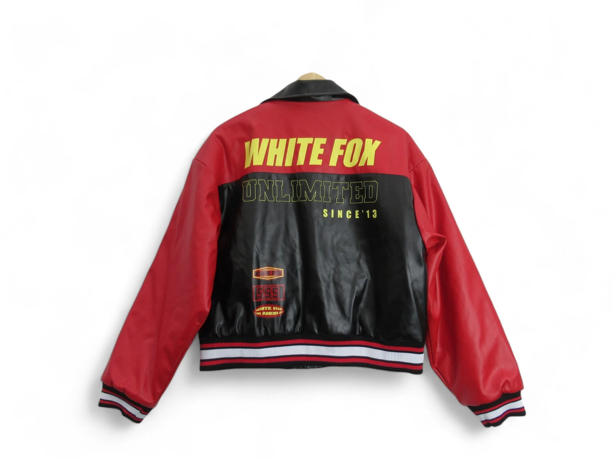 White Fox Unlimited M/L Black Red Bomber Jacket Menswear | Preloved - Image 4