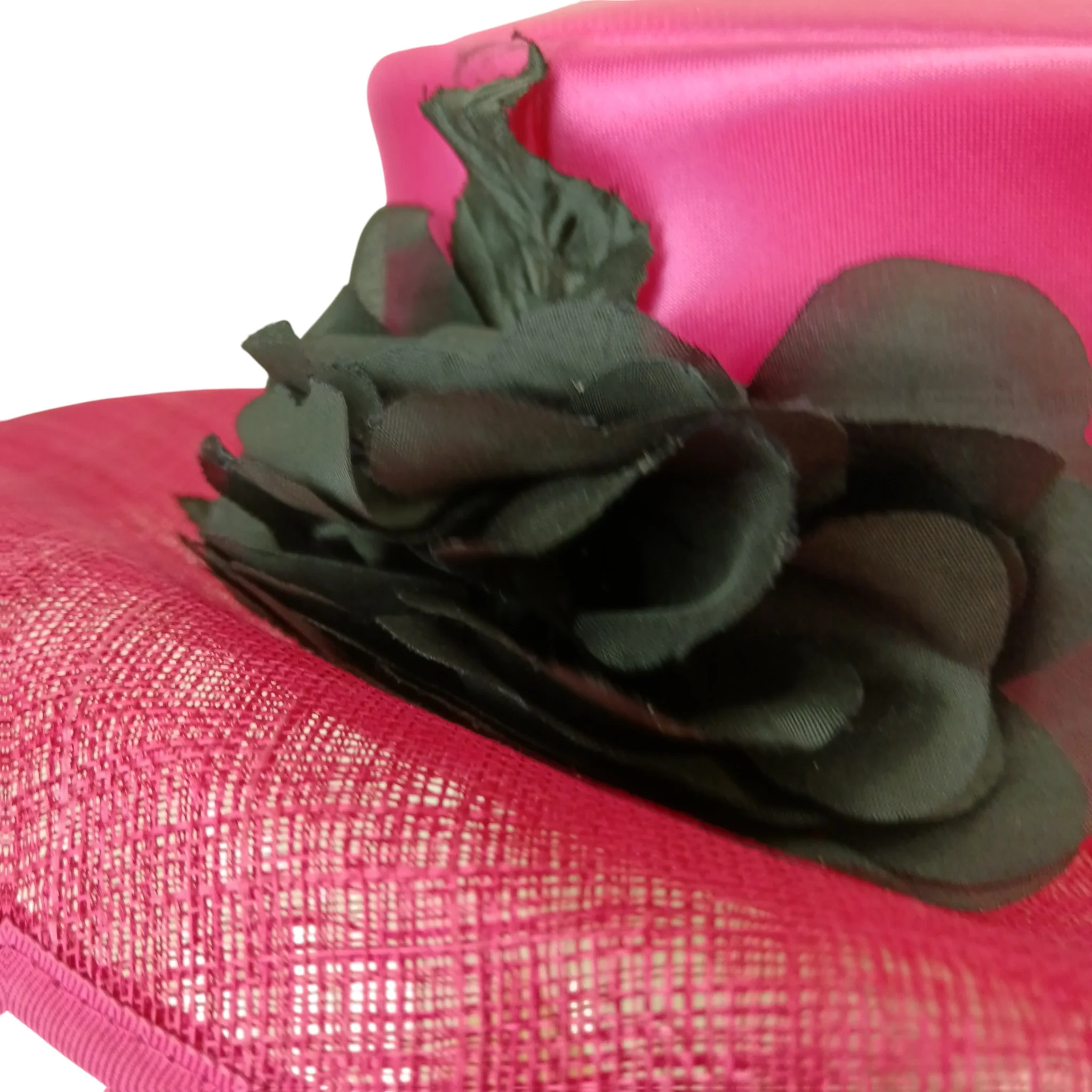 Whiteley Fuchsia With Black Rose Detail Special Occasion Wedding Hat Womenswear | Pre-loved - Image 2