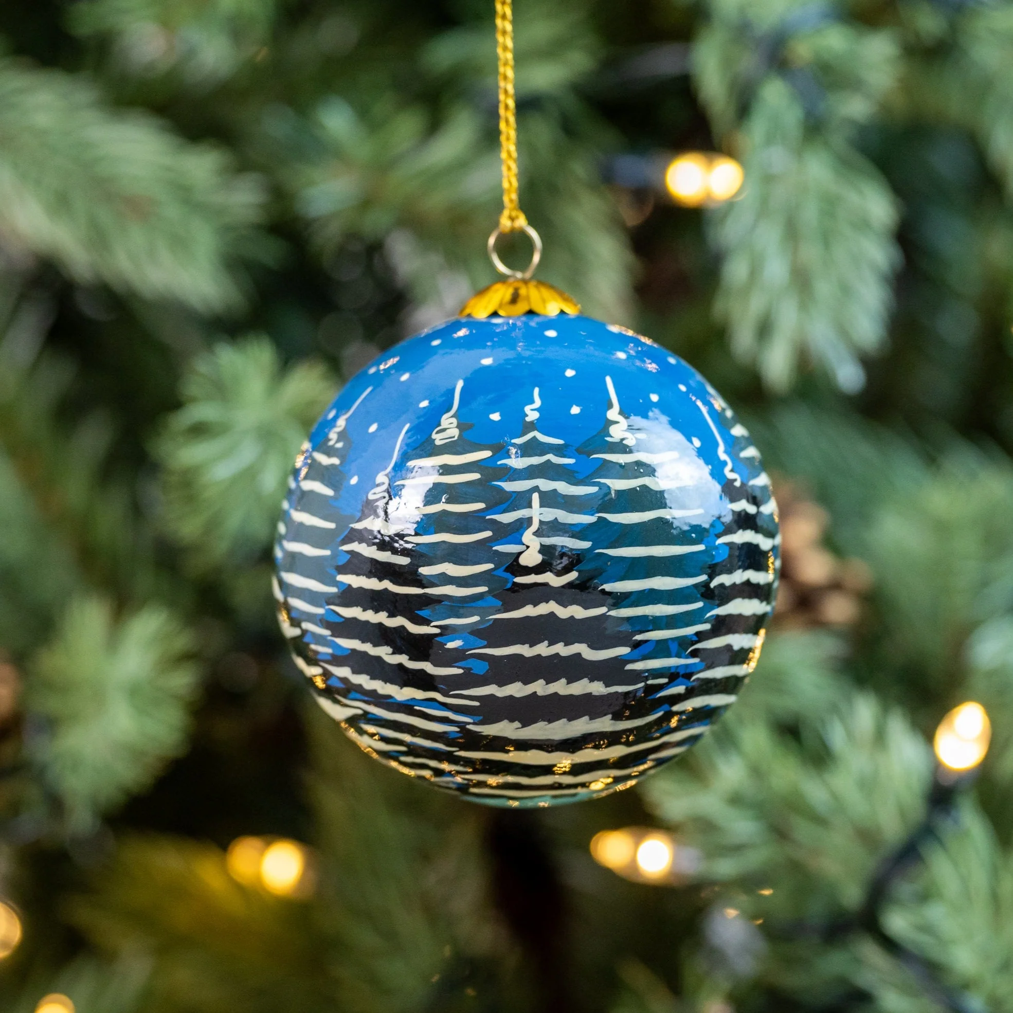 Winter Trees Hand Painted Christmas Bauble | British Red Cross Shop - Image 3
