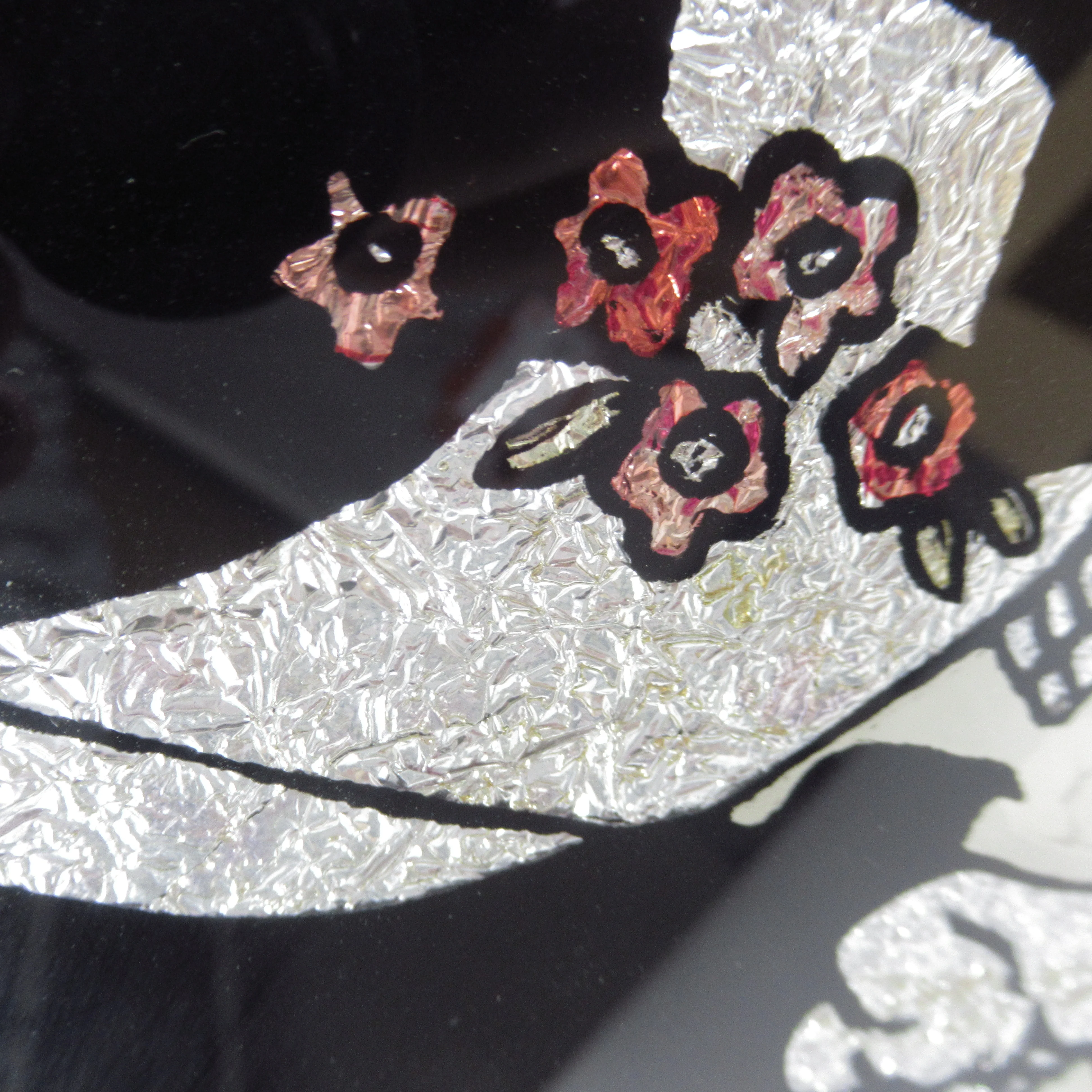 Wooden Fire Surround Foil Crinoline Lady Design Floral 1930s | Pre-loved - Image 3
