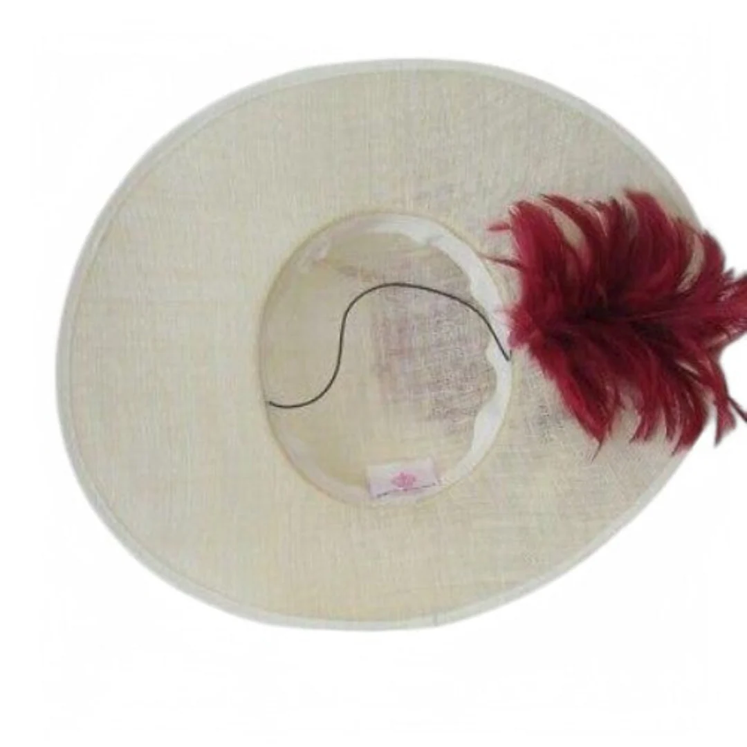 Yvette Jelfs Mother Of Bride Hat Ivory Red Feather Womenswear | Pre-loved - Image 5
