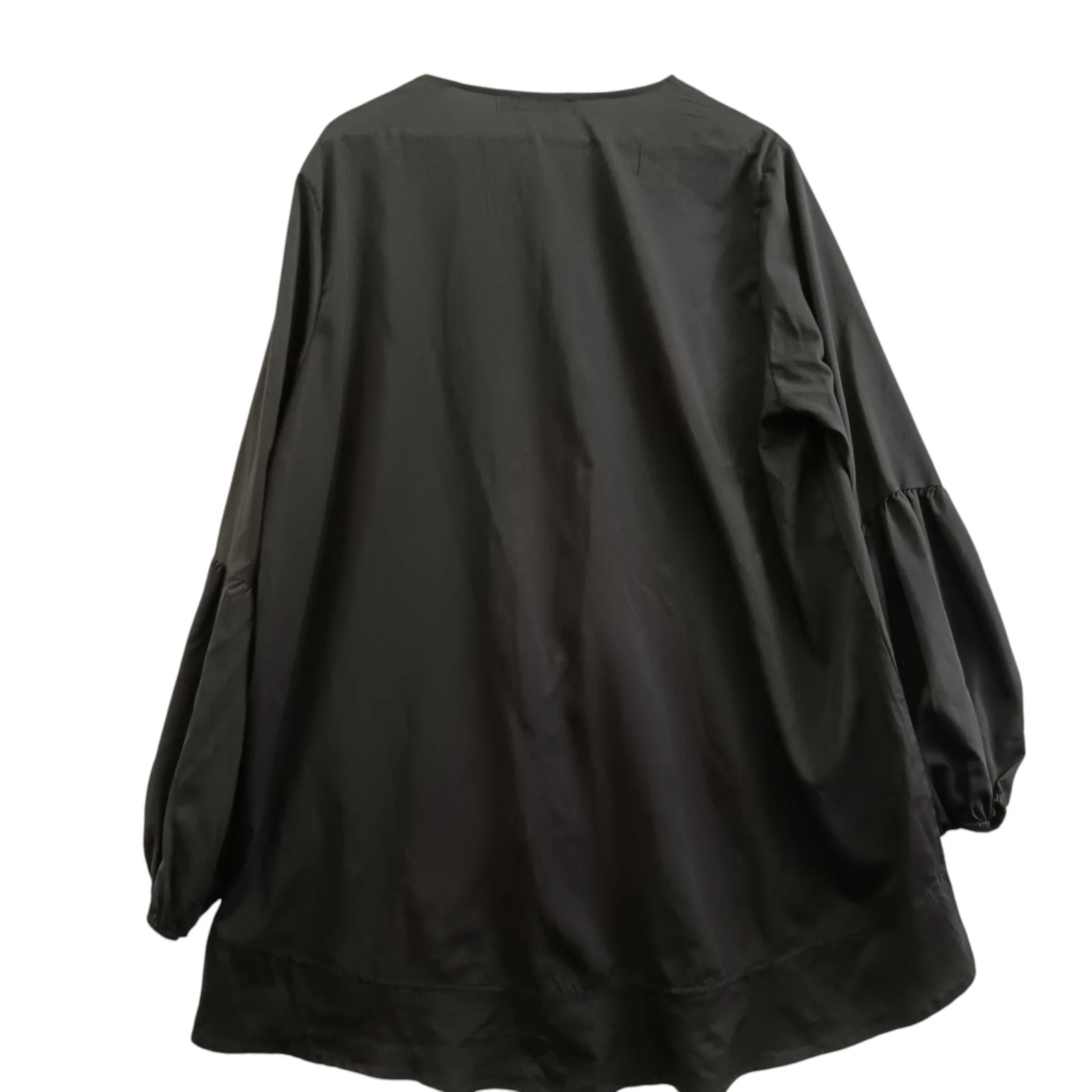 Zanzea Collection Black Satin Fluted Blouse Hi-Low Ladies Top UK 5 XL Womenswear | Pre-loved - Image 2